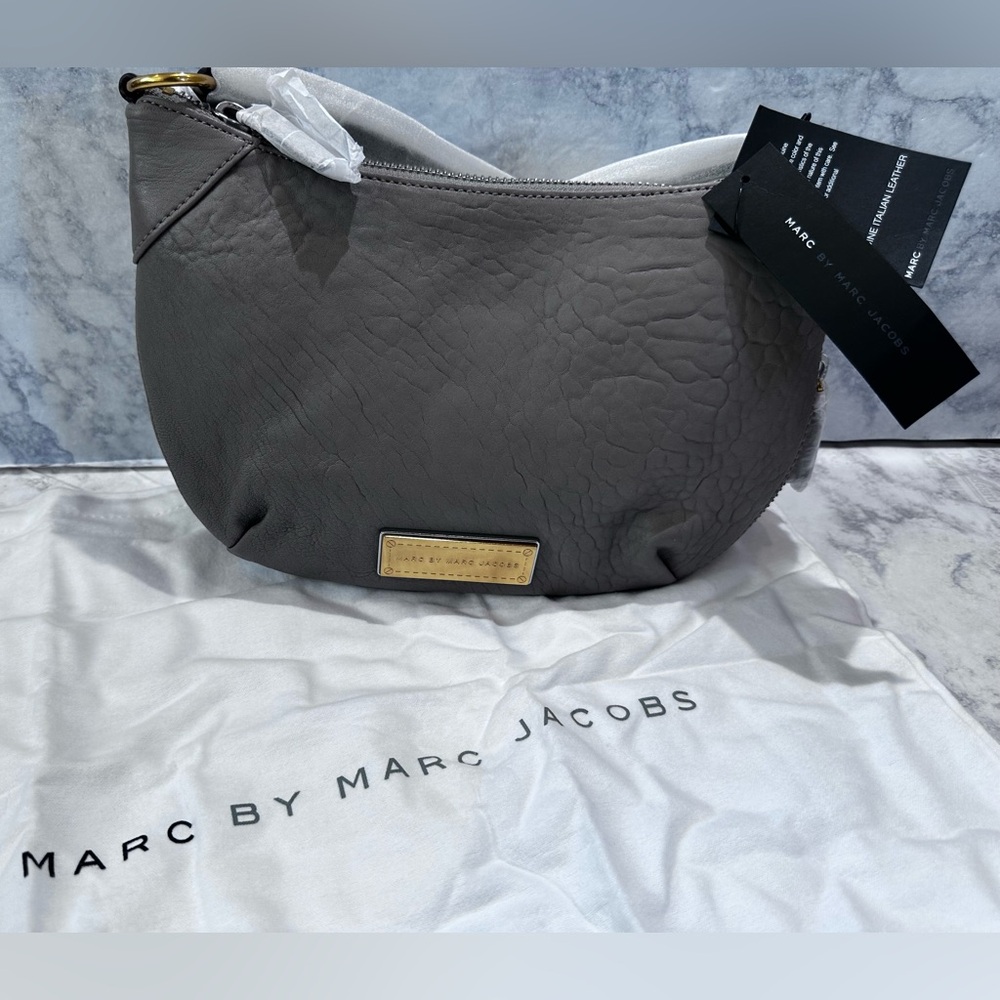 NWT Marc Jacobs Leather Rock Star Expandable Crossbody Bag W/Dust Bag warm zinc